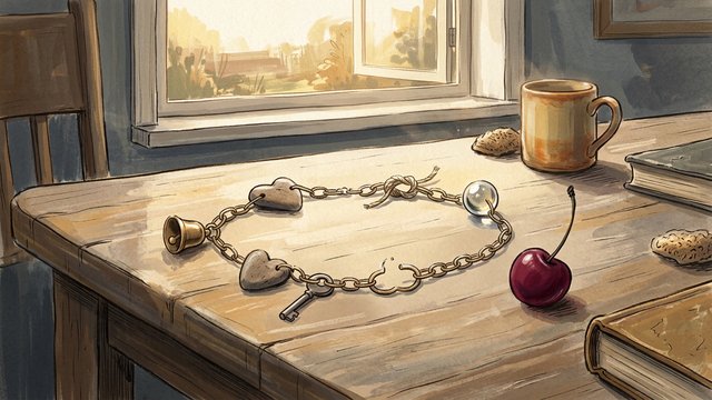 Eine Kette kleiner Dinge, ein Glied geöffnet Eine Kette kleiner Dinge, ein Glied geöffnet