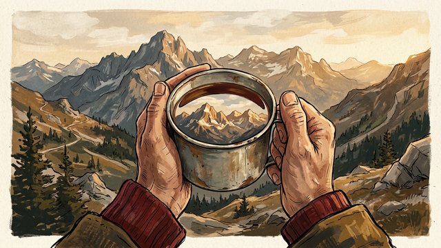 Der Berg in einer Tasse Tee