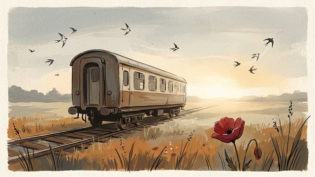 Ein Waggon auf der Wiese
